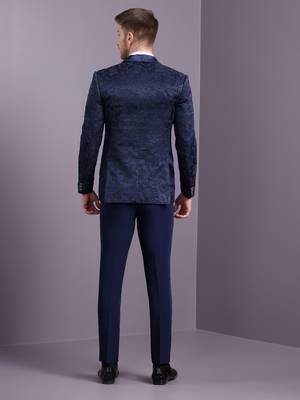 Blue jacquard suit with blue dori work 4