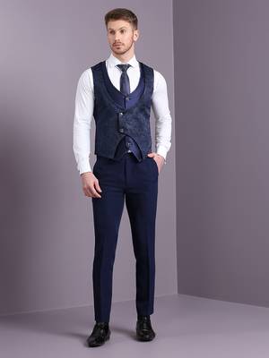 Blue jacquard suit with blue dori work 5