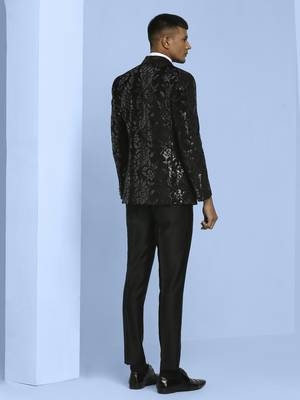 Black velvet suit with floral sequins work 3