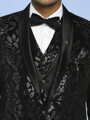 Black velvet suit with floral sequins work 4