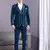 Electric blue stripe pattern velvet suit