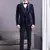 Navy blue stripe pattern velvet suit