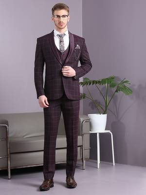 Maroon with blue checks terry rayon suit 1