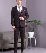 Maroon with blue checks terry rayon suit