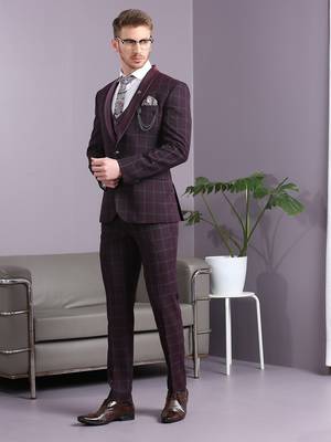 Maroon with blue checks terry rayon suit 2