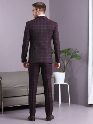 Maroon with blue checks terry rayon suit 3