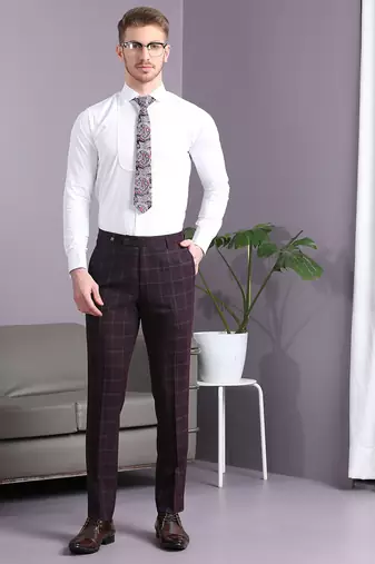 Maroon with blue checks terry rayon suit