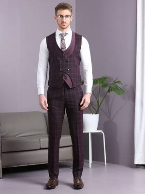Maroon with blue checks terry rayon suit 5
