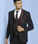 Dark maroon suit with light maroon checks