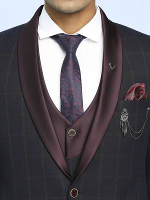 Dark maroon suit with light maroon checks 2