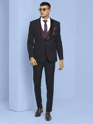 Dark maroon suit with light maroon checks 3