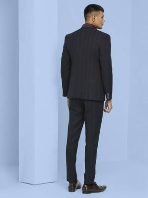 Dark maroon suit with light maroon checks 4