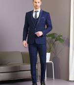 Navy blue suit with blue and green lining checks