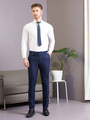 Navy blue suit with blue and green lining checks 4