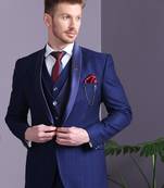 Navy blue checkered terry rayon suit