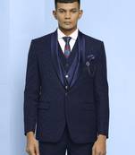 Navy blue floral design  terry rayon jacquard suit