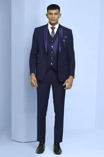 Navy blue floral design  terry rayon jacquard suit