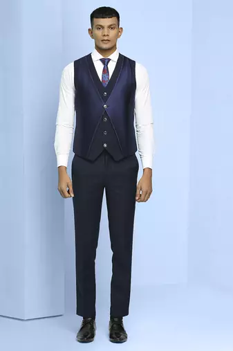 Navy blue floral design  terry rayon jacquard suit