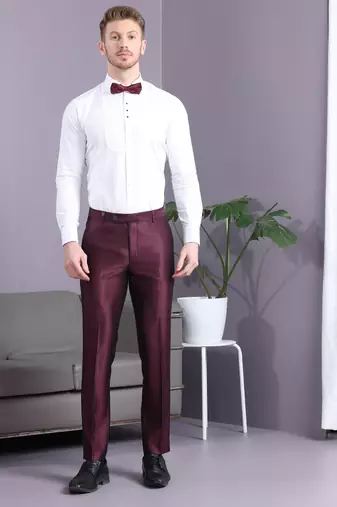 Reddish wine ethnic motif jacquard with waist belt
