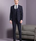 Navy blue suit with white bold checks