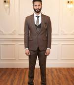 Brown suit with printed waistcoat