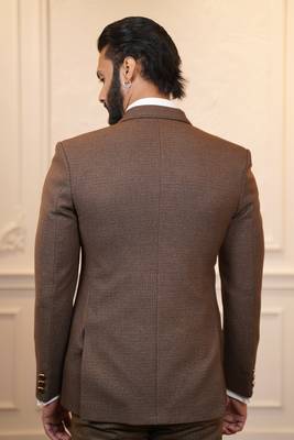 Brown suit with printed waistcoat 4