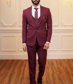 Red tuxedo with black detachable lapel and dual waistcoats