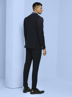 Navy blue japanese fabric suit with cutdana and boota embroidery 3