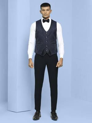Navy blue japanese fabric suit with cutdana and boota embroidery 5