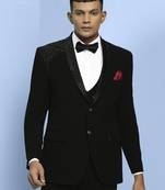 Black japanese fabric suit with cutdana embroidery