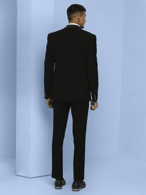 Black japanese fabric suit with cutdana embroidery 3