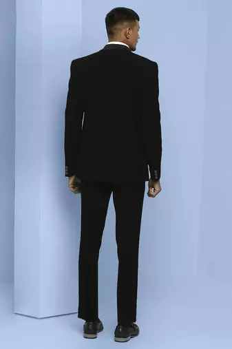 Black japanese fabric suit with cutdana embroidery