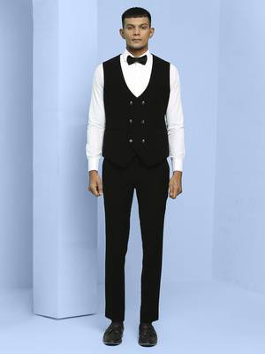 Black japanese fabric suit with cutdana embroidery 5