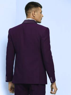 Wine suit with boota embroidery on lapels 2