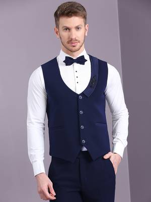 Navy blue japanese fabric suit with cutdana embroidery 2