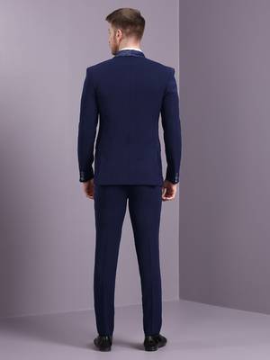 Navy blue japanese fabric suit with cutdana embroidery 3