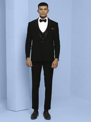 Black japanese fabric suit with cutdana embroidery 1