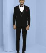 Black japanese fabric suit with cutdana embroidery