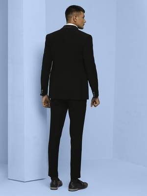 Black japanese fabric suit with cutdana embroidery 2