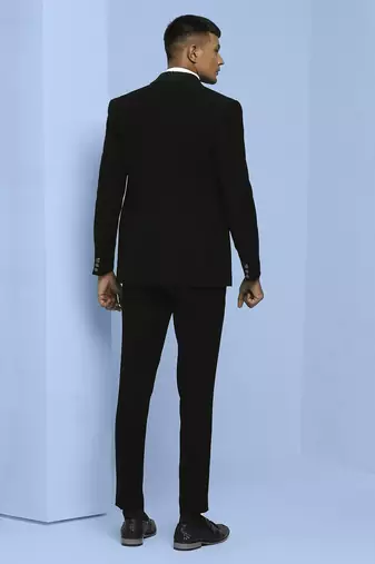 Black japanese fabric suit with cutdana embroidery