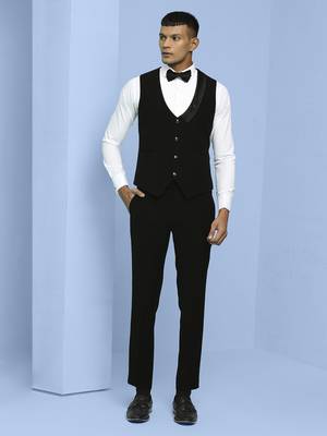 Black japanese fabric suit with cutdana embroidery 5