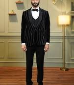 Black velvet embroidered tuxedo