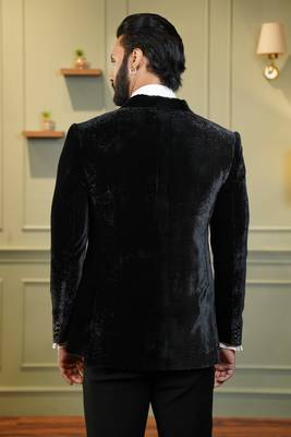 Black velvet embroidered tuxedo 3