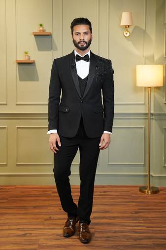 Black embroidered tuxedo