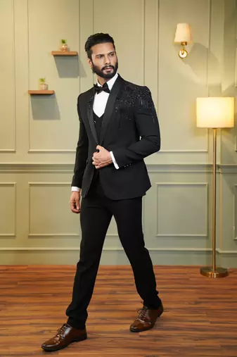 Black embroidered tuxedo