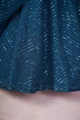 BLUE SEQUINS THREAD EMBROIDERED GEORGETTE SEMI STITCHED LEHENGA CHOLI 8