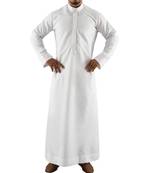 White Lulu Thobe Saudi style stitched 
