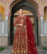 RED NET ANARKALI SALWAR SUIT GOWN