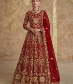  RED NET ANARKALI SALWAR SUIT GOWN
