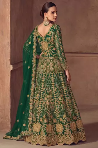  GREEN NET ANARKALI SALWAR SUIT GOWN